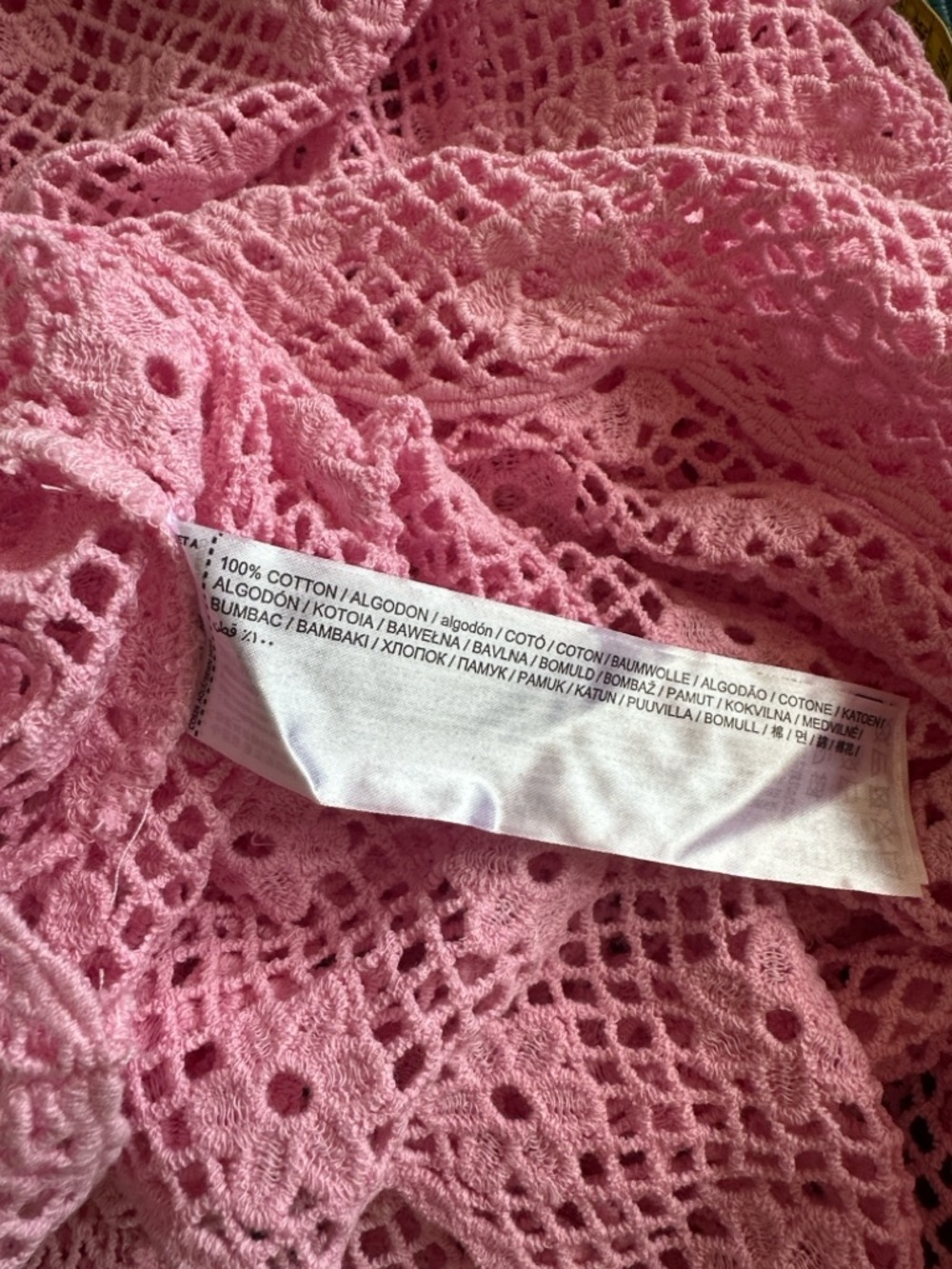 Mango Floral Crochet Dress Pastel Pink NWT 10 - Picture 9 of 10